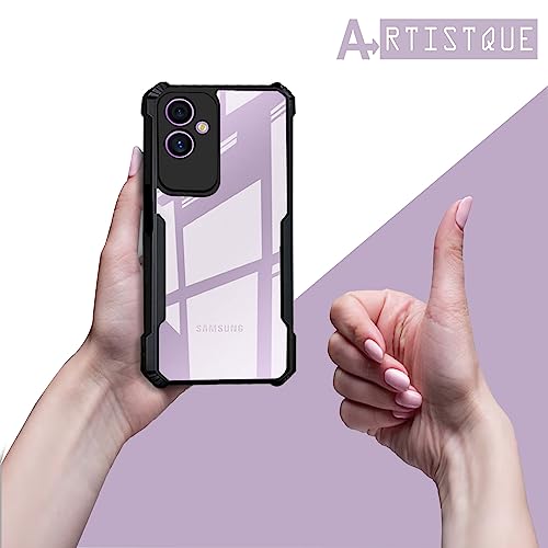 Image of A rtistque Clear Hard Transparent Acrylic Armor Anti-Drop Shockproof TPU Edge Back Cover Case for Samsung Galaxy F14 5G - Black