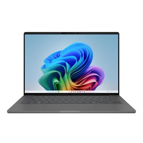 ASUS Zenbook A14 OLED UX3407QA Laptop | 14' WUXGA 16.10 OLED Display | QC Snapdragon X Plus X1-26-100 | 16 GB RAM | 1 TB SSD | QC Adreano GPU | Windows 11 | QWERTZ Tastatur | Iceland Gray