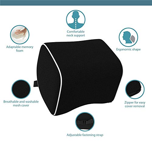 Image of obliq Memory Foam Car Headrest Cushion, Neck Rest Seat Pillow for Pain Relief, Ergonomic Cervical Support for All Cars (Black)