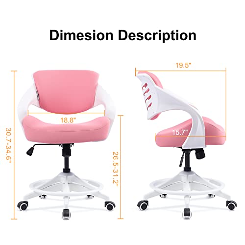 BOJUZIJA Ergonomic Office Computer Desk Chair,Kids Desk Chair, Lumbar Support and 360° Degree Rotary Pedal Function for Home&Office-Pink BOJUZIJA Ergonomic Office Computer Desk Chair,Kids Desk Chair, Lumbar Support and 360° Degree Rotary Pedal Function for Home&Office-Pink