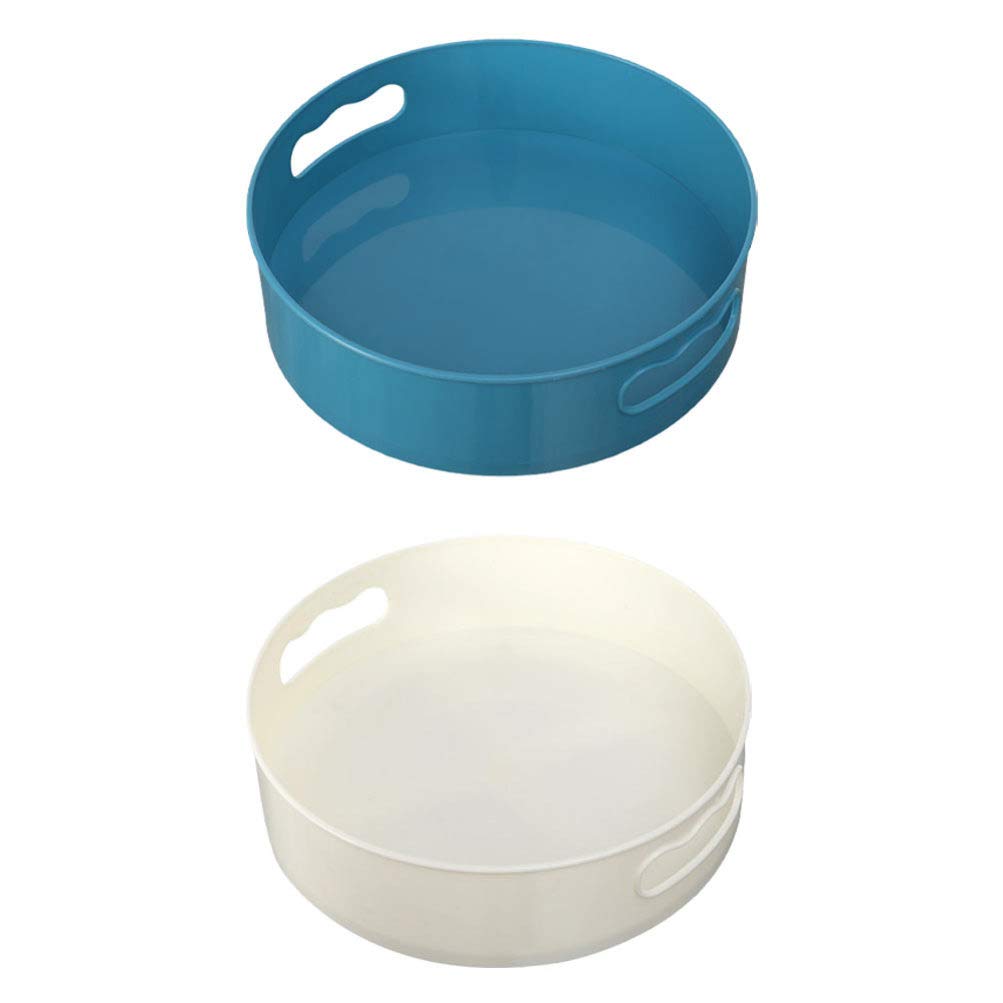 Hemoton 2Pcs Lazy Susan Turntable Kitchen Storage Shelf Plastic Rotary Storage Box Seasoning Bottle Spice Rack Kitchen Bathroom Organizer