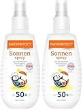 PAEDIPROTECT Sonnenspray Kinder Baby LSF 50+ 150 ml, Sonnencreme parfümfreies Spray, Gesicht Körper, Sonnenschutzspray vor UVA/UVB-Strahlung, vegan, ohne Mikroplastik (Packung mit 2)