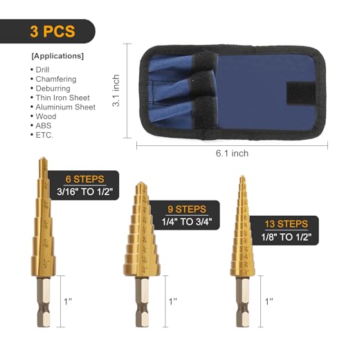 TEWORDA Step Drill Bit Set