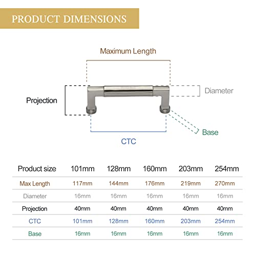 HERITAGE BRASS Drawer Pull | Luxury Bauhaus Design Cabinet Pull | Handle for Cupboard Drawers and Doors, Desks and Furniture - Satin Nickel Finish, 101 Millimetre CTC - Image 2