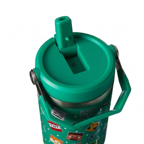 Minecraft 900ml Thermal Travel Mug Water Bottle Tumbler - Leakproof Straw & Lid - Stainless Steel Vacuum Insulated | Keeps Cold for 17Hrs - Hot for 5Hrs, Green - Image 2