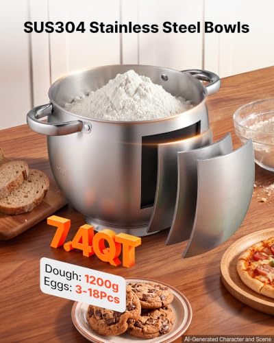 Image of VEVOR 7.4 Qt Tilt Head Stand Mixer 500W Metal Electric Dough Mixer