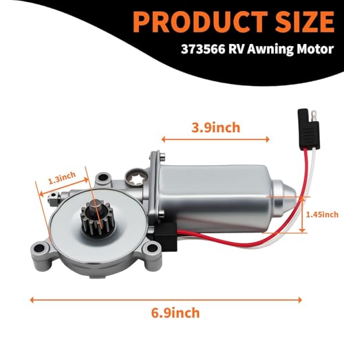 Image of Replacement of RV Awning Universal Motor 75-RPM 12V DC with Unidirectional 2-Way Connector Compatible with Solera 373566