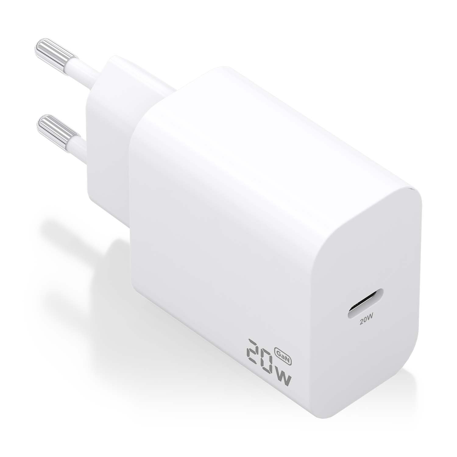 Cargador de Pared GaN Aisens A110-0938/ 1xUSB Tipo-C/ 20W/ Blanco
