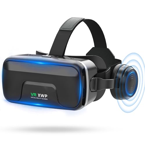 XWP VR Brille Handy Mit Kopfhörern, 3D Virtual Reality Headset Mit HD Linsen, Kompatibel Mit iPhone & Android 4,7–7,2 Zoll Smartphones, Für Spiele, Filme Und Familienspaß, Freunde