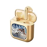 BONEPROTECH New 2024 Large Color LCD Smart Touch K1 Bluetooth Earbuds. Expandable Memory 8/16/32, Fully Customizable Screen Saver, Advanced V5.3 Technologies (Champagne), Small