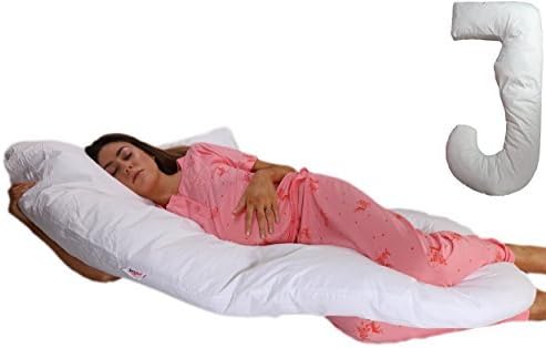 Sanggol J Shaped Pregnancy Pillow and Nursing Pillow with Cotton Cover, Full Body Pillow, Fibromyalgia Aid Pillow and Insomnia Relief Pillow