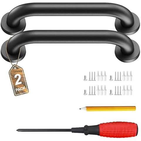 MAICOBI 12'' Stair Hand Railing,Safety Handle Bar,Staircase Handrail for Indoor,Stairs - Hand Railings for Garage, Basement, bathroom,Porch Steps, Safety Grab Bars for Handicap, Door Pull Handle (2-P) Cover