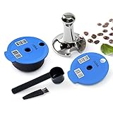 Tassim o Refillable Pods Reusable Coffee Pods for Tassim o Bosch Coffee Maker, BENFUCHEN Tassim o Coffee Discs, Blue, 1 * 180ML Pod+1 * 220ML Lid+1 Tamper
