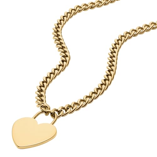 Image of Fossil Women's Gold-Tone Stainless Steel Pendant Chain Necklace for Women