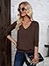 Sialois 3/4 Length Sleeve Womens Top Dressy Casual Vacation V Neck Blouse Banded Bottom Shirt Fashion Outfits Cute Long Tunic Fall Spring Summer Beach Business School Teacher Clothes,Chocolate Brown,L