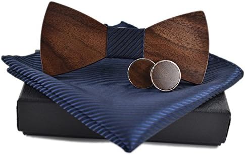 LUHEN Men's Wooden Bow Tie Set Handmade Wood Bowtie with Box