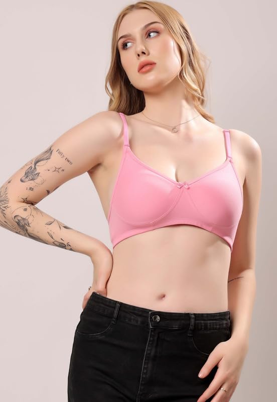 Image of London Hills Regular Bra for Women Everyday Non Padded Wire Free Mid Coverage Cotton Blend