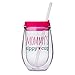 Mommy's Sippy Cup Double Wall Acrylic Stemless Wine Glass With Lid and Straw - 10 oz - Mom Wine Glass
