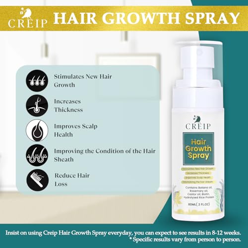 Creip HF2408 Natural Hair Growth Oil Spray: Batana Rosemary Serum Biotin Caffeine Scalp Care Treatment - Thinning Hair Regrowth Thickening thumb #5