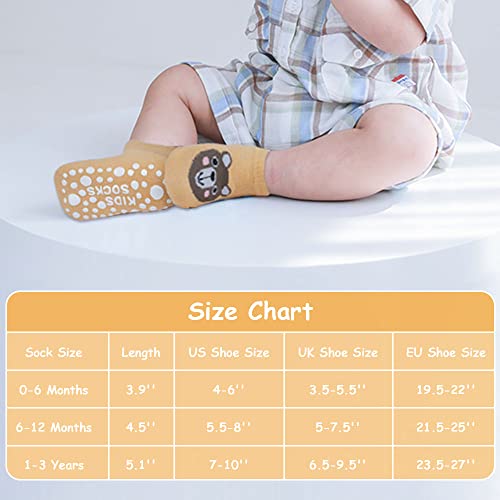 Vicloon rutschfeste Socken für Baby, 6 Paar Baby Socken Baumwolle, Kleinkind Socken Baby, kurz Kinder Anti Rutsch SockenKinder Anti Rutsch Socken for Babies Toddlers and Kids