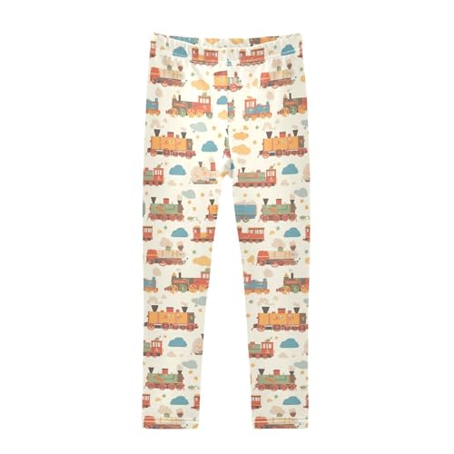 KLL Funny Steam Train Toddler Girl Cotton Leggings Stretch High Waisted Lounge Pants Gym