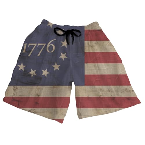 Deovige Men's Swim Trunks with Pockets 1776 Independence Day No