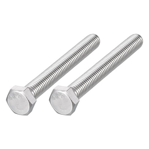 Image of METALLIXITY Hex Head Bolts (1 /2-13 x 4-1 /2 inch) 2Pcs, 304 Stainless Steel 18-8, Fully Threaded, External Hex Drive, Plain Finish, Hex Head Screw Bolt, Silver