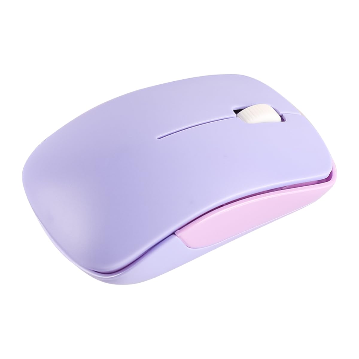 Sarini Bezprzewodowa kompaktowa klawiatura i mysz 2,4 GHz Retro okrągłe 68 klawiszy pastelowy fiolet i jasny fiolet do użytku w biurze, domu, komputerach stacjonarnych i laptopach