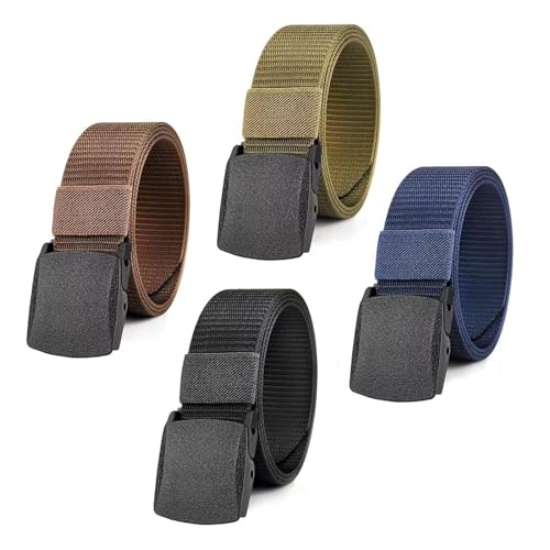 TICKLELY 4 Pezzi Cintura Uomo – Cintura senza Buchi da Lavoro, Cintura Tattica ed Elastica – Cintura Militare Uomo Multicolore