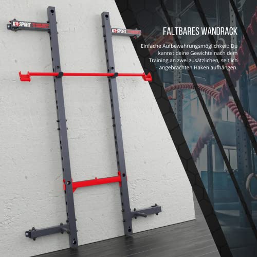 Miniatura 3 de K-Sport: Rack De Pared Cuadrado Con Barra De Dominadas Para Montaje En Pared De Hasta 225 Kg, Soporte Para Sentadillas Con Dominadas I Estación De Fuerza Ideal Para El Hogar