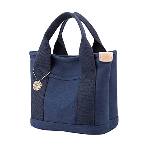 Baoblaze Kleine Einkaufstasche für Damen, Einkaufstasche mit Taschen, Tasche mit Tragegriff Oben, Tragbarer Reißverschluss für Den Täglichen Gebrauch, Reise Um, Dunkelblau