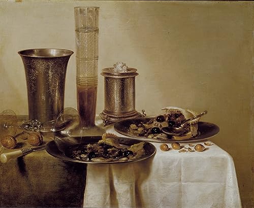 Tableau le dessert de Willem Claesz Heda pour combler un mur vide - Toile murale 60x90cm