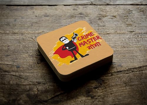Yey Tea Coaster Set Bollywood Funny Villains Printed, MDF Wood Material Coasters for Home and Kitchen, Office Table, Dining Table, Home Decor (3.5x3.5 inches, Set of 4)
