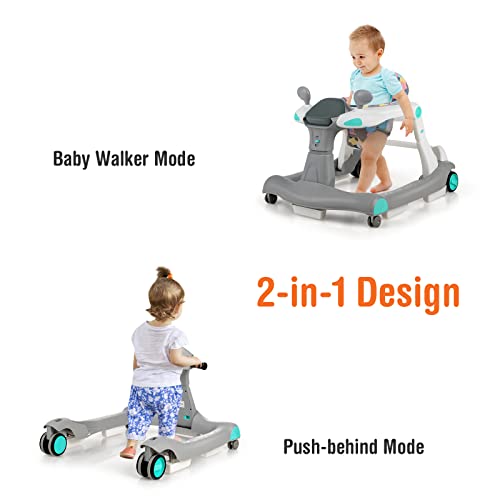 LIFEZEAL Andador 2 en 1, Caminador Plegable con Altura Ajustable 50,5-54,5cm, Andador con Música y Luz para Bebés de 6-18 meses, Desmontaje con un solo toque (Gris) - imagen 3