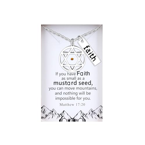 Uloveido Unicursal Hexagram Necklace Stainless Steel Faith Pendant Mustard Seed Jewelry Inspirational Gifts for Her Y4436 (Hexagram in Box)