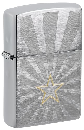 Zippo Star Design Brushed Chrome Pocket Lighter
