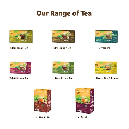 Image of Organic Tattva Green Tea Tulsi Ginger, 20 Tea Bags | Herbal Infusion for Daily Refreshment, Immunity Support, and Soothing Warm Beverage