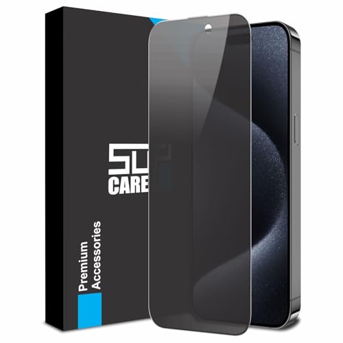 Image of SupCares Privacy Tempered Glass for iPhone 15 Pro (6.1 Inch) With Installation Kit | Military-Grade Gorilla Screen Protector | Edge to Edge Coverage | Black