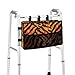 Jnoscergon Leopard Walker Accessories Large Capacity Walker Basket with Cup Holder & Multi Pockets, Water Resistant Basket for Folding Walkers