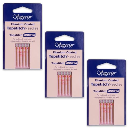 Aiguilles à surpiqûres Superior Threads en titane 90/14 pour machine à coudre et broderie