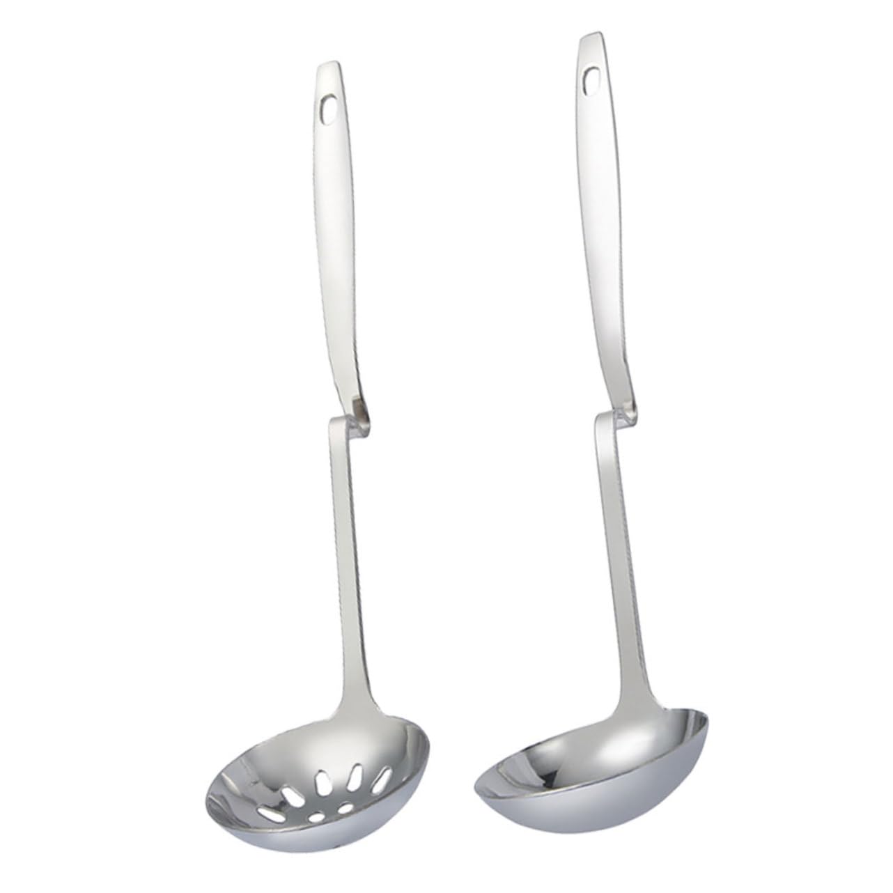 Cabilock 2pcs Soup Shell Colander Dinner Spoons Slotted Utensils Portable Serving Spoons for Household Stainless Steel Kitchen Accessory