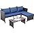 Valita Outdoor Furniture Set 3 Piece Patio Set Patio Conversation Sets Outdoor Sectional Sofa Patio Loveseat Coffee Table with Non-Slip Cushions, Navy Blue