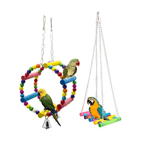 Gwotfy Bird Swing, Bird Parrot Toys, 2 Packs Bird Swing Toy, Pet Bird Parrot Parakeet Budgie Cockatiel Cage Hammock Swing Toy Cover