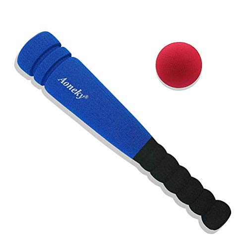Aoneky 11.8 Inch Mini Foam Baseball Bat and Ball Set for Toddlers 1-3 Years Soft & Safe First Bat Lightweight T-Ball Bat for Boys Girls Indoor Outdoor Sports Toy (Blue)