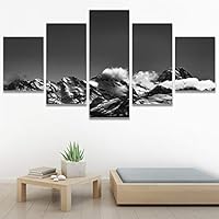 SIGNWIN 5 Panel Canvas Wall Art Monochromatic Mountains for Home Decorations Ready to Hang - 60