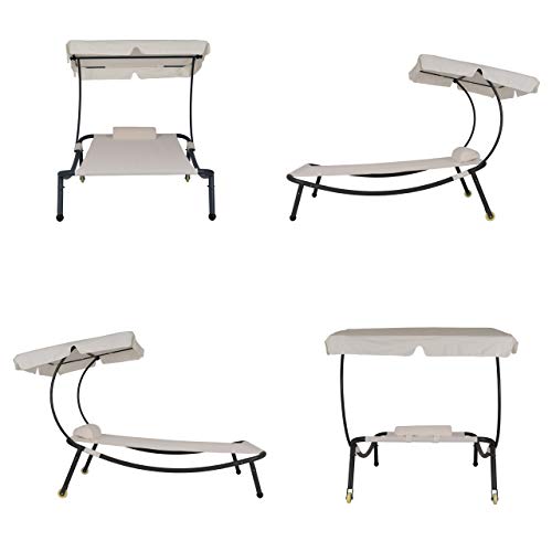 Sonnenliege mit Dach Divero 200 x 139 x 152 cm für Garten und Terrasse