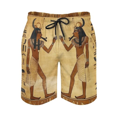 Men's Ancient Egyptian Swim Trunks, Quick-Dry Beach Shorts, Bathing Suit with Mesh Lining and Pocket3