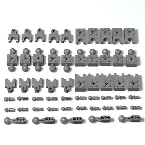 55 Piece Ball Joints Bulk Assortment Pack - Dark Gray Joints with 7 Sizes Compatible with Lego Parts