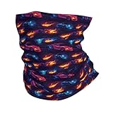 IORIOR Red Blue Fire Sports Car Print Neck Gaiters for Men Women - Stylish Neck Face Mask Head Scarf Wrap Balaclava Bandana