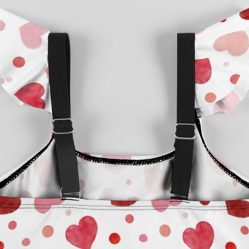 Image of Girls One Piece Swimsuit Polka Dots Ruffles Swimwear Bathing Suits 3-12 Years